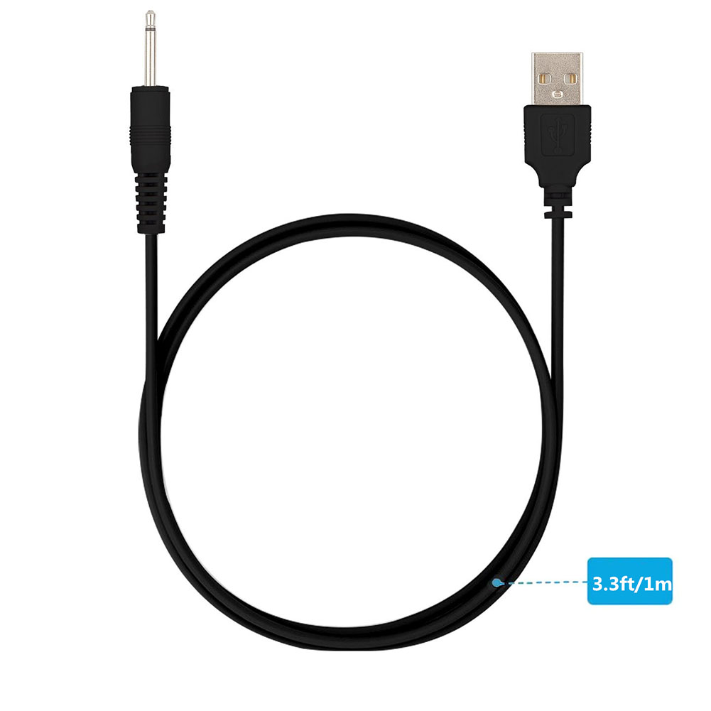 USB Charging DC Vibrator Cable Cord for Rechargeable A.T. Black